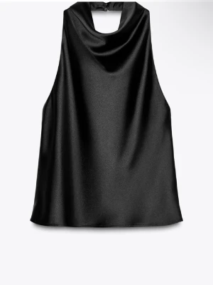 Svart halterneck linnetopp i satin - Prislappen är kvar, storlek S❤️