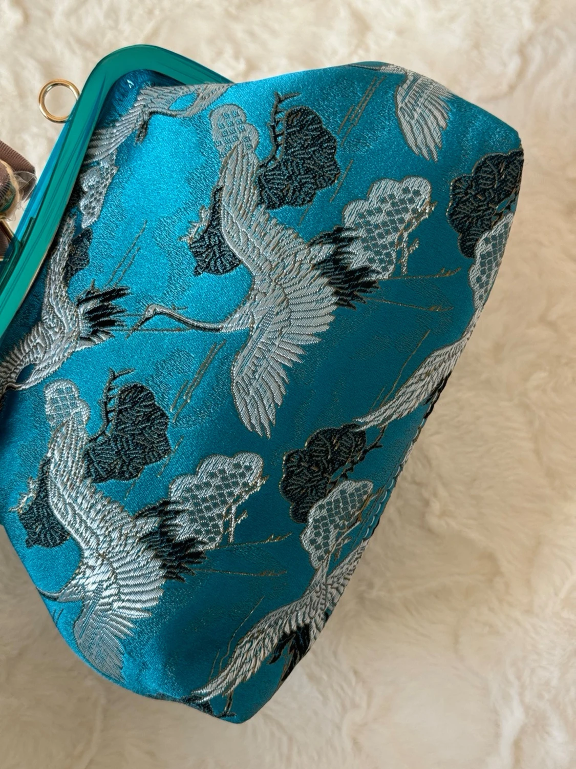 Blå handväska med tranor - 1