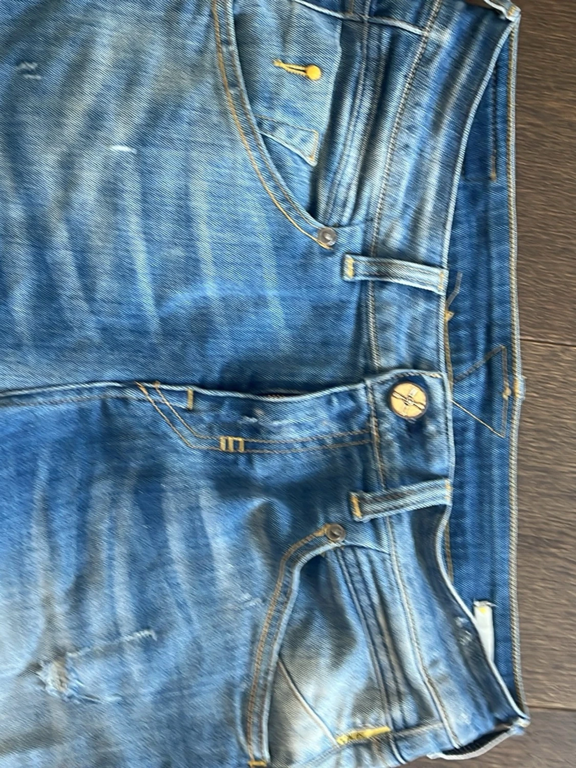 Blå slitna skinny jeans - 2