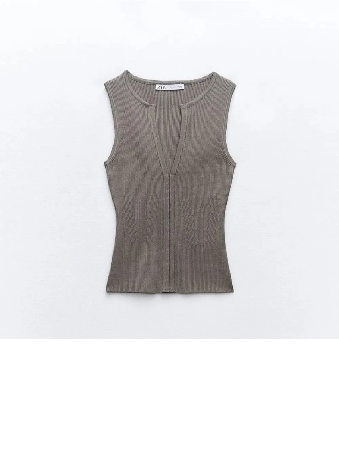 Beige ribbad polotopp med dragkedja💖💖 - 3