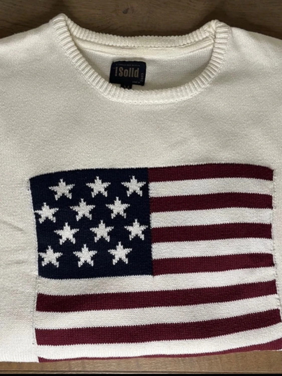 Vit tröja med USA flagga - strl M - !Solid