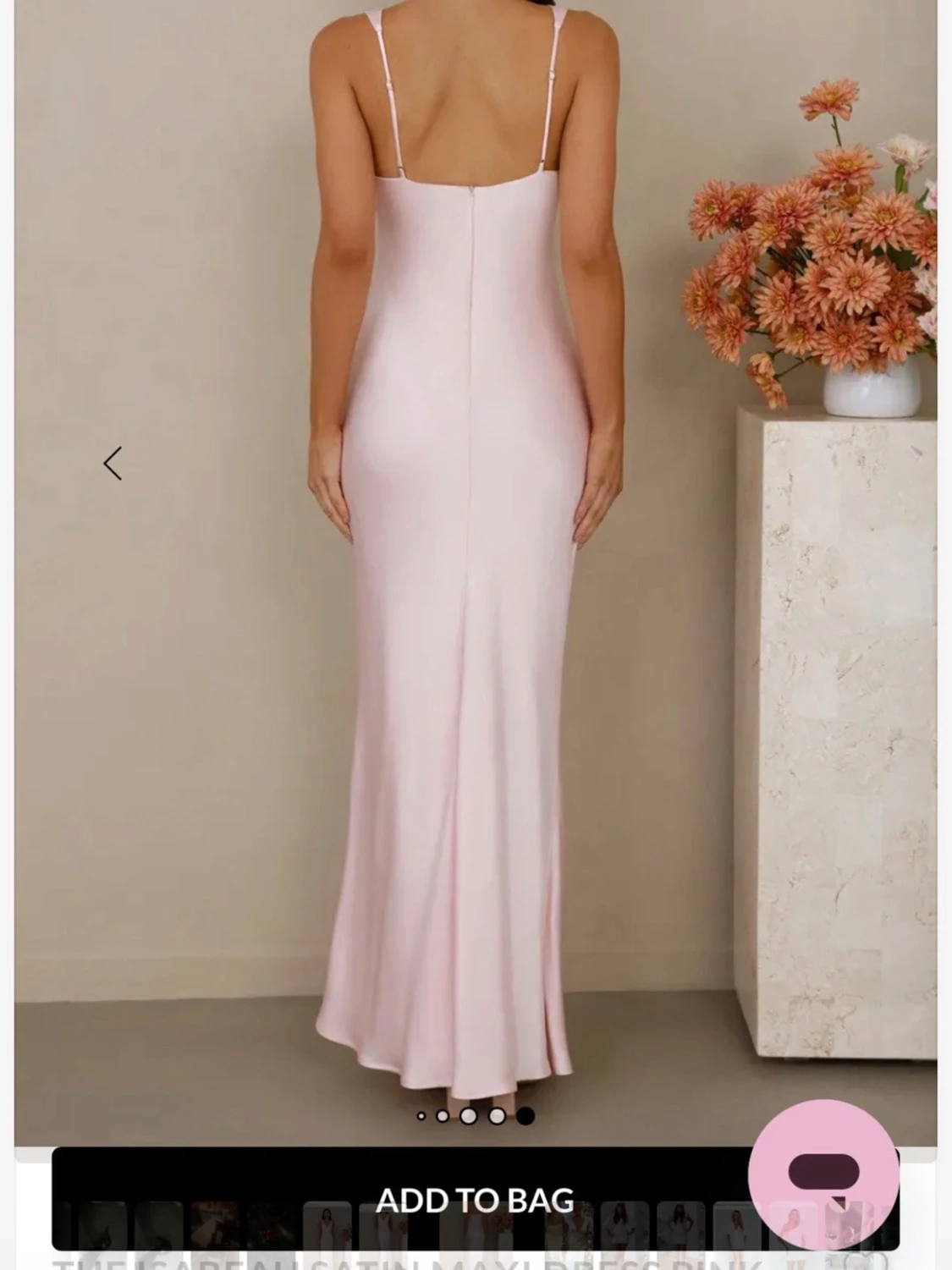 Ljusrosa långklänning i satin - 1