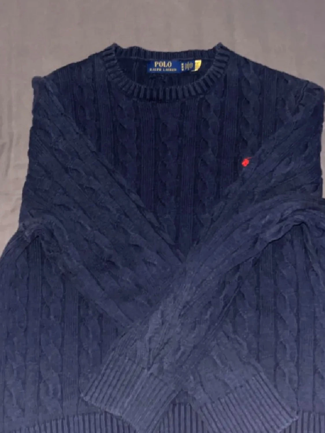 Mörkblå kabelstickad tröja Polo Ralph Lauren