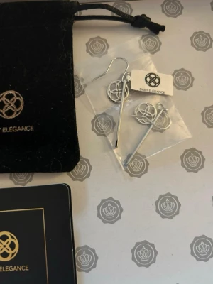Silverpläterade örhängen, Daily Elegance - Säljer ett par stilrena silverörhängen från Daily Elegance. Örhängena har en modern design med cirkelformade detaljer och raka stavar. Kommer i originalpåse 