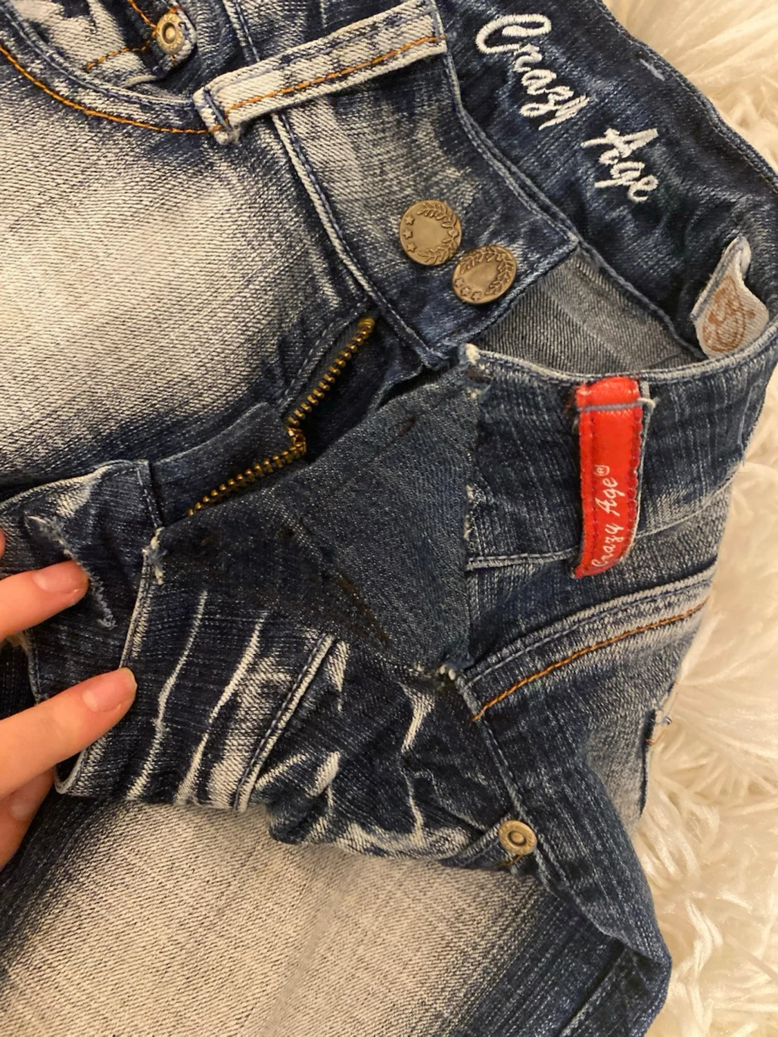 Blå slitna jeans med krona Crazy Age - 5