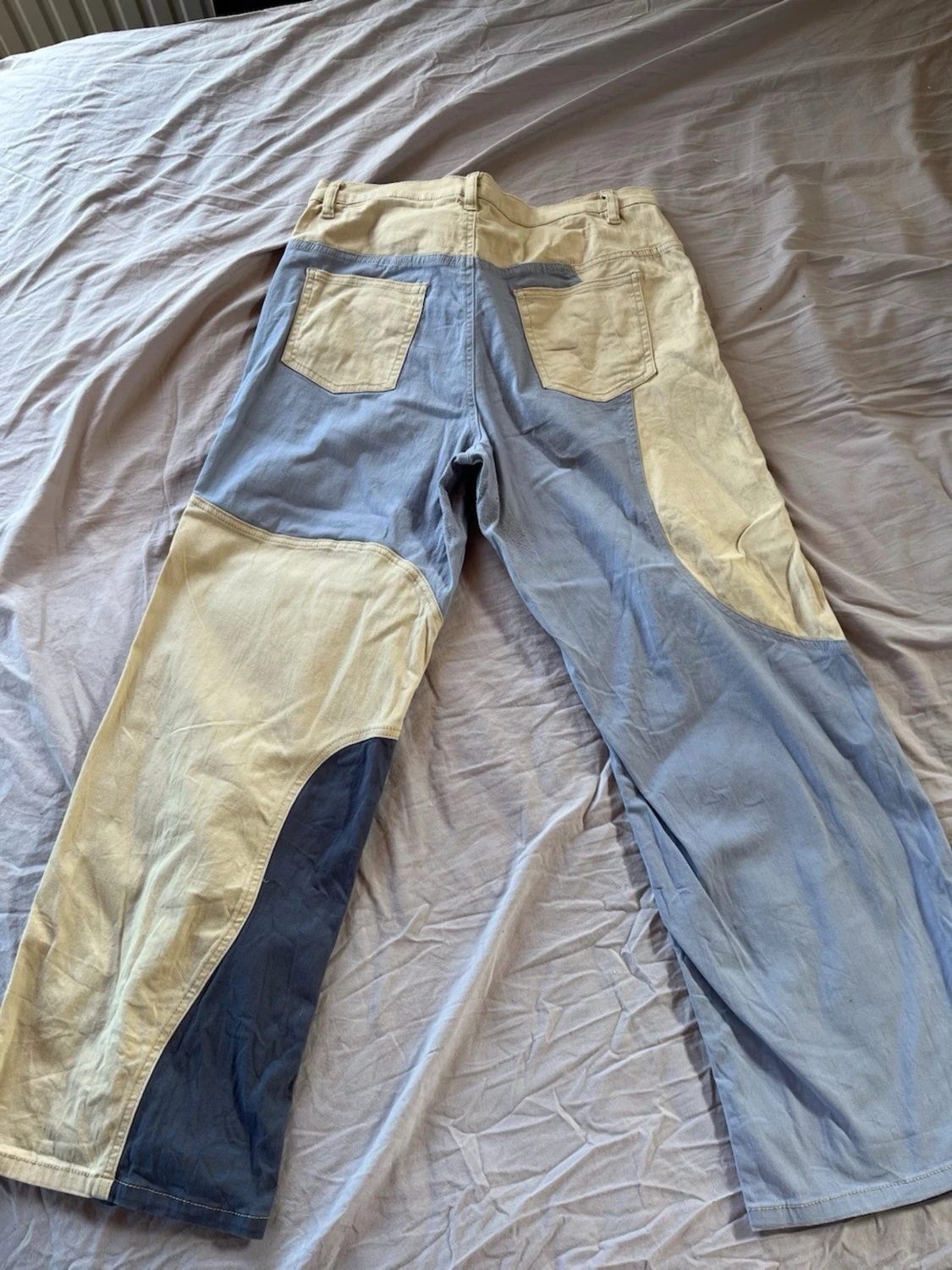 Patchwork jeans i beige och grå - 2