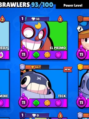 Säljer Brawl stars konto med massa gubbar - Säljer ett brawlstars konto med 93 brawlers, kontot har många level 11 och många hypercharges, kontakta mig för en bättre titt och mer info!