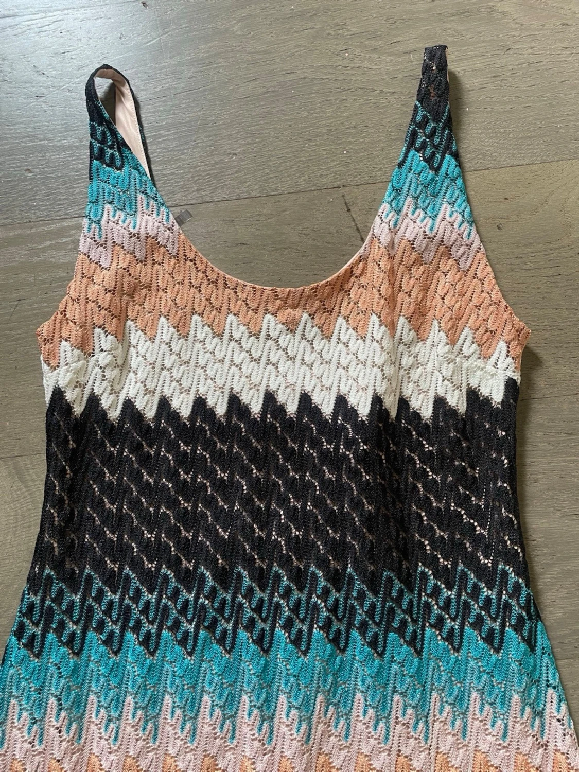 Lyxig Lång stickad klänning med zigzag-mönster - 3