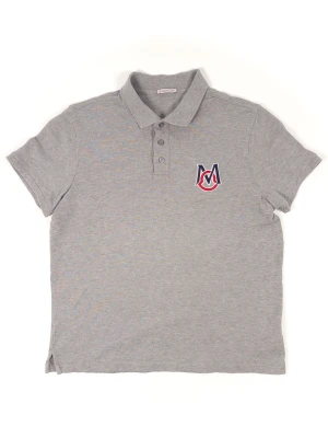 Moncler Vintage Logo Polo Shirt - Information: Moncler Vintage Logo Grey Polo Shirt, 100% Cotton, Left chest embroidered logo, 3 buttons, ribbed cuffs, Size L  Condition: The Polo has been gently used and is in very good condition. Pit to Pit: 54 cm / 21.3 Inches Chest: 108 cm / 42.5 Inches Length: 65 cm / 25.6 Inches