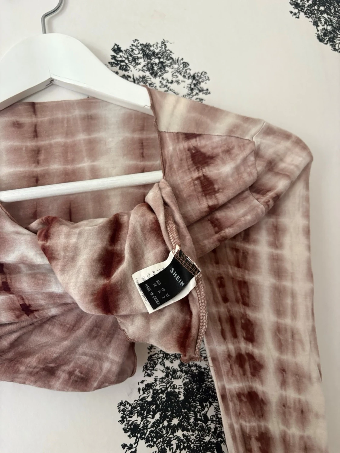 Brun tie-dye croppad långärmad topp - 2