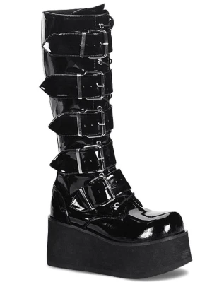 Demonia platåskor - Ett par unika demonia trashville 518 i storlek 37. Platån är drygt 8 cm. Lånad första bild. Köptes för 1600! Okej skick med lite slitningar vid dragkedjorna och lite smutsiga så därför säljer jag dom för en tredjedel av priset!