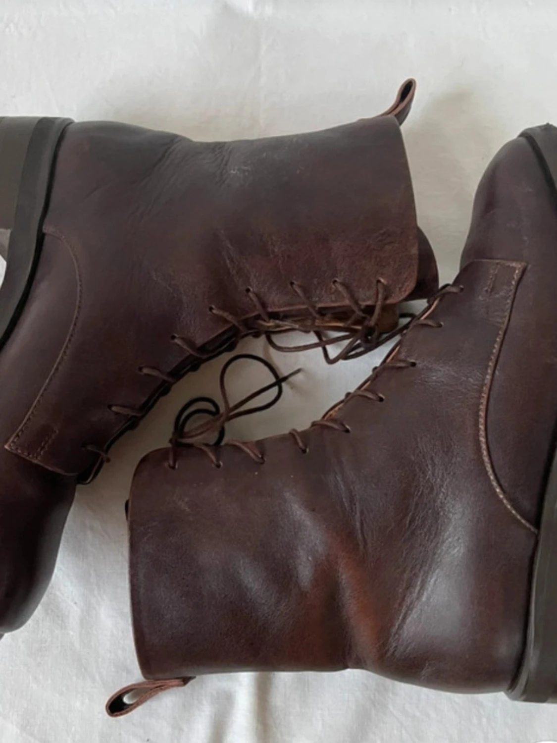 Bruna snörade läderstövletter - 4