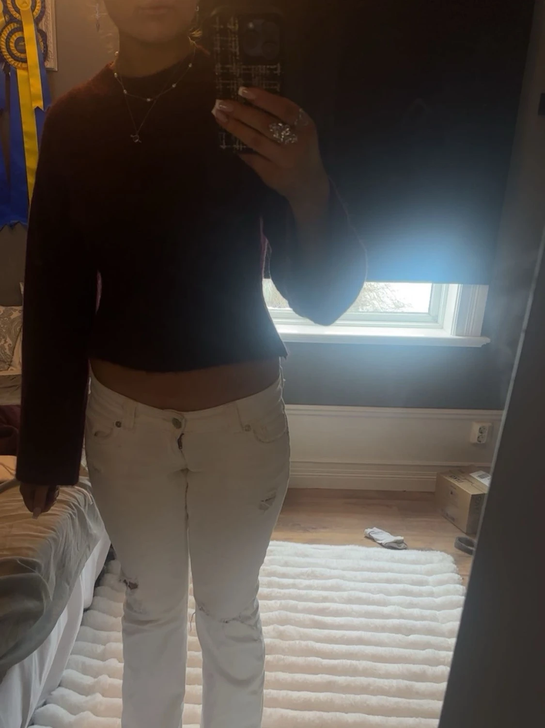 Vinröd stickad tröja 