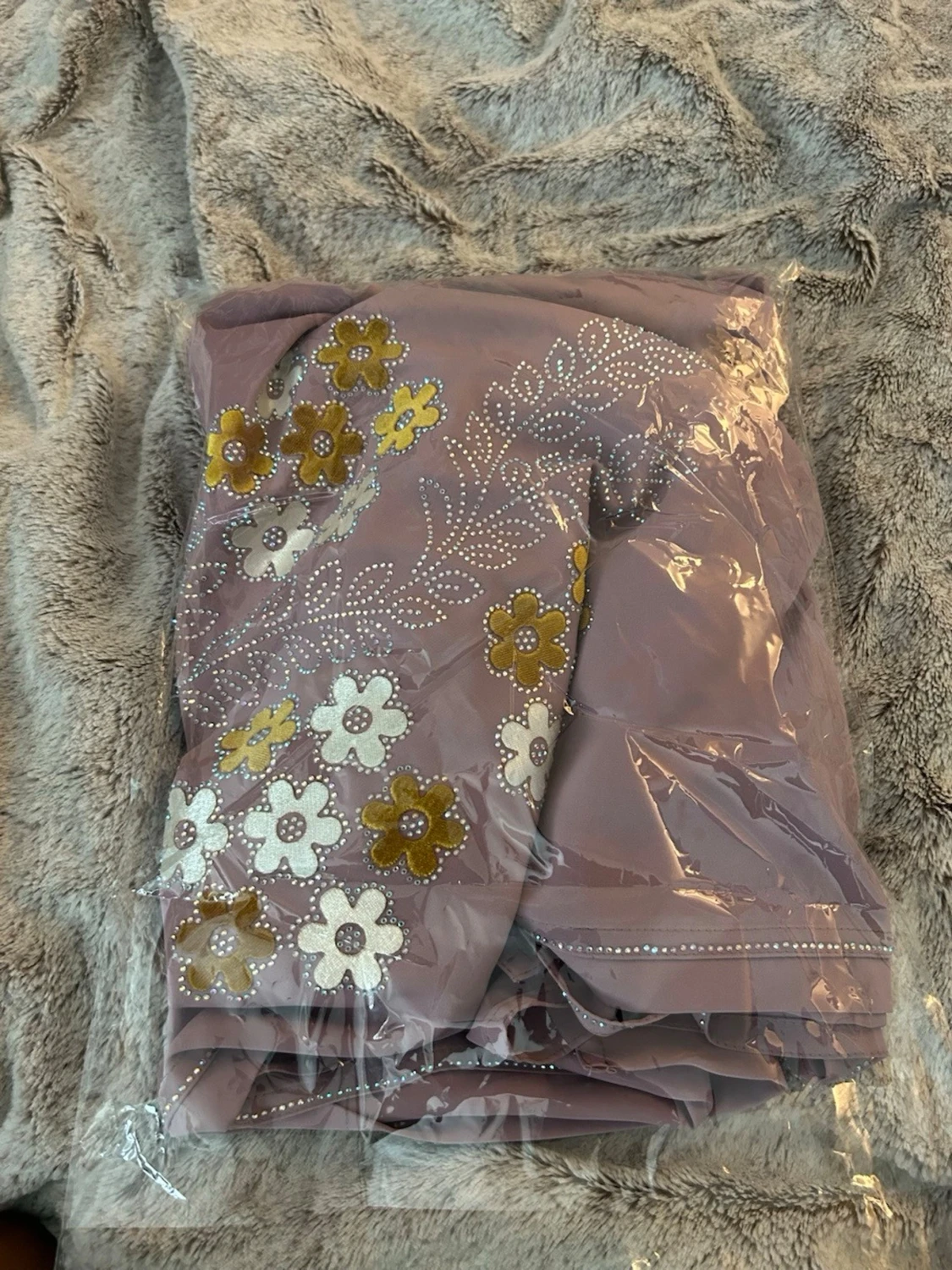 Marinblå långklänning med broderi - 4