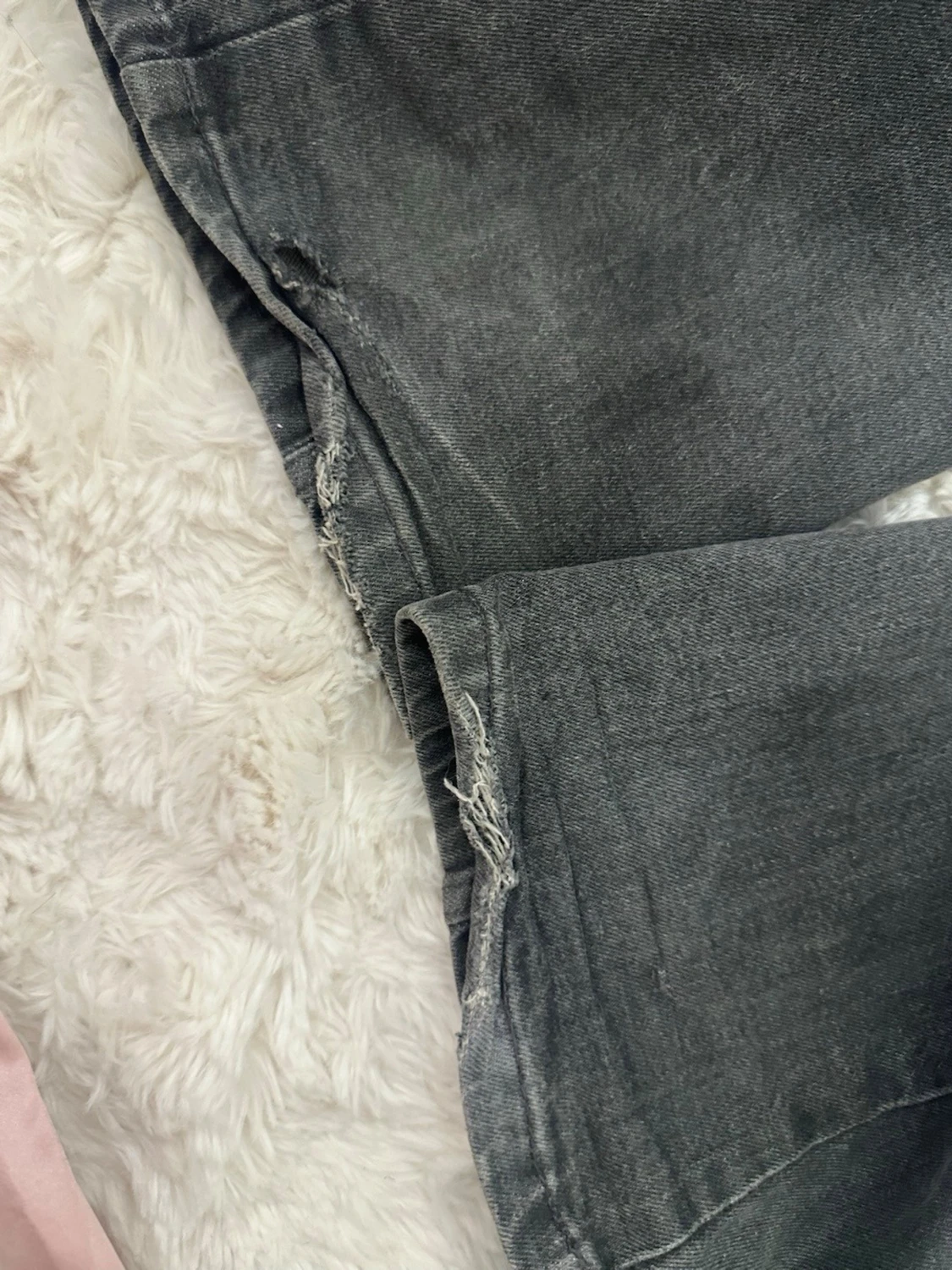 Gråa raka jeans med låg midja - 4