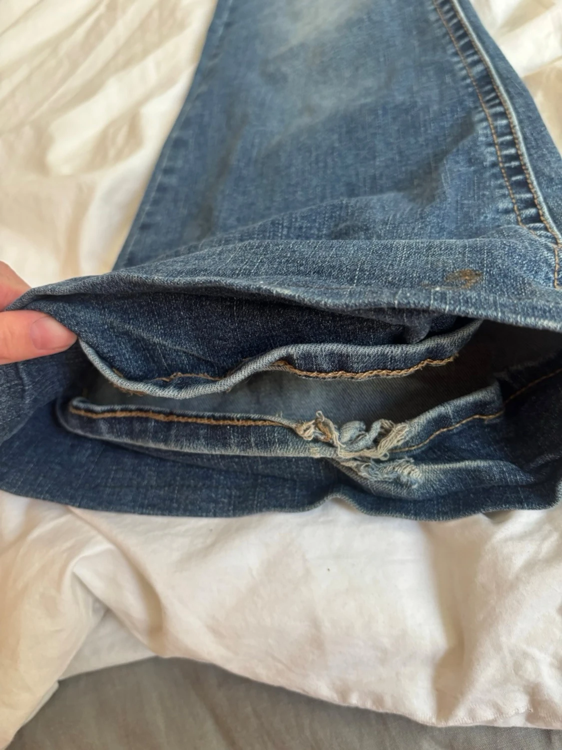 Blå bootcut jeans med låg midja - 3