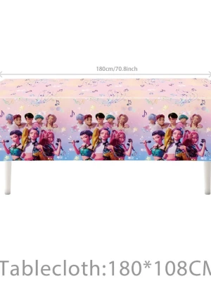 K-pop bordsduk - 180x108cm födelsedagsduk i idol-stil för kalas. (#694)