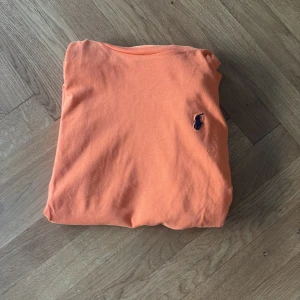 Orange långärmad tröja från Polo Ralph Lauren - Snygg orange långärmad tröja från Polo Ralph Lauren med klassisk rund hals och den ikoniska blå logon broderad på bröstet. Tillverkad i mjuk bomull, perfekt för dig som gillar stilrena och färgglada plagg. Passar dig som vill ha en enkel men ändå cool look.