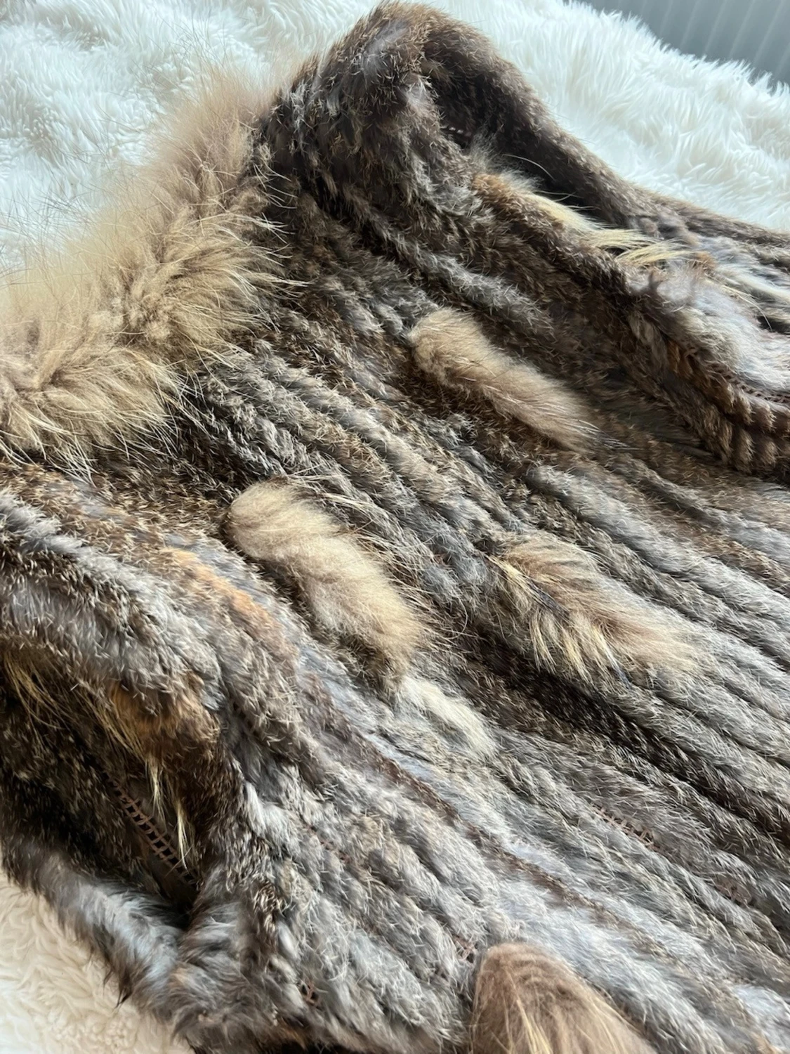 Brun pälsväst med fluffig krage - 3