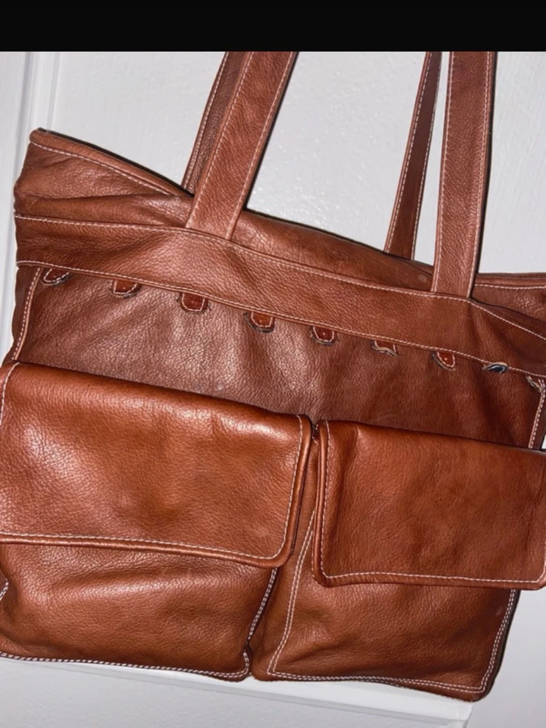 Slouchy vintage brown leather bag - 2