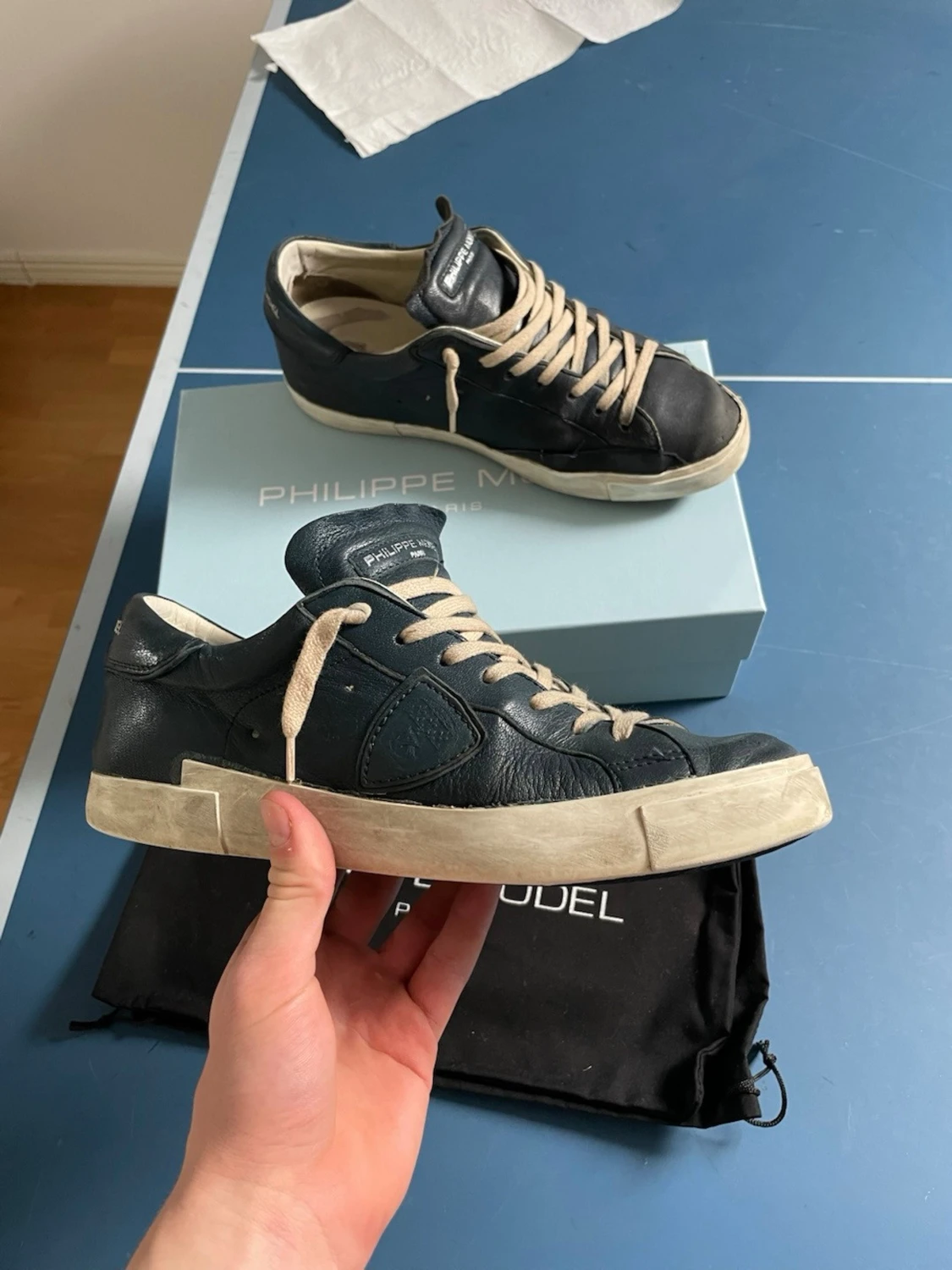 Philippe Model svarta lädersneakers - 1