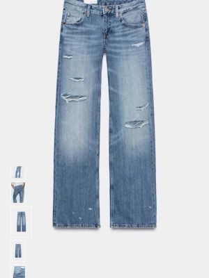 Blå raka jeans med slitningar - Snygggaste jeansen från Zara. Strlk 34 och endast testade, lappen kvar❣️