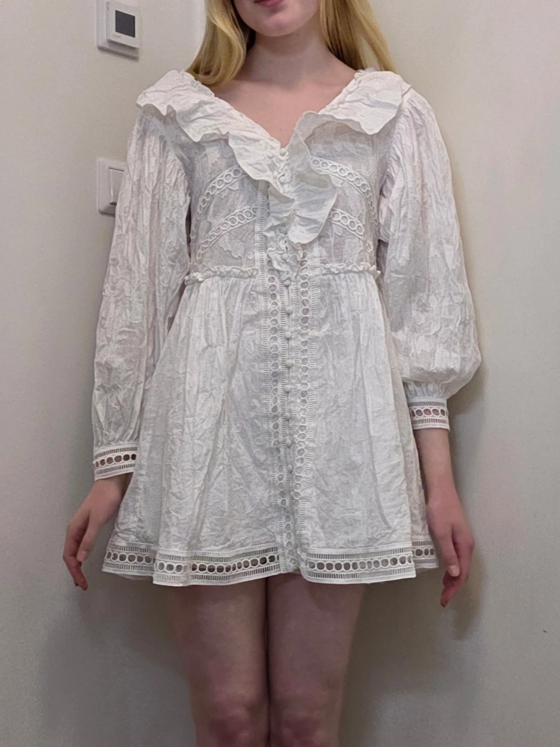 Vit kort studentklänning - 5