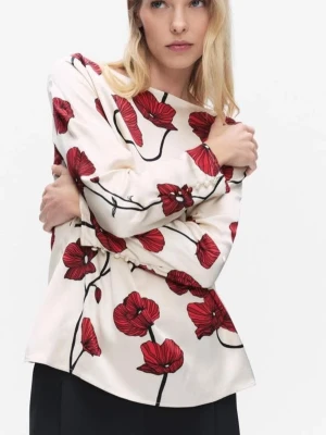 Blommig långärmad blus med vallmo - Snygg viskosblus med vallmo från STOCKH LM storlek L, tts. 