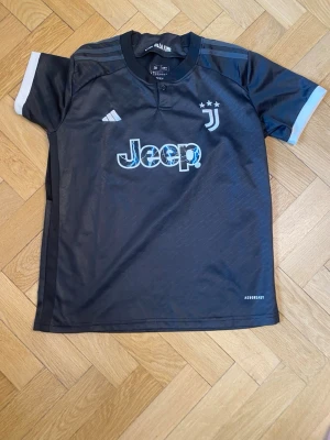 Juventus svart matchtröja Adidas - Juventus svart matchtröja från Adidas med vita detaljer och tryckta loggor. Tröjan har Jeep som sponsor på bröstet, tre stjärnor ovanför klubbmärket och texten 'Fino Alla Fine' i nacken. Tillverkad i lätt och ventilerande material.