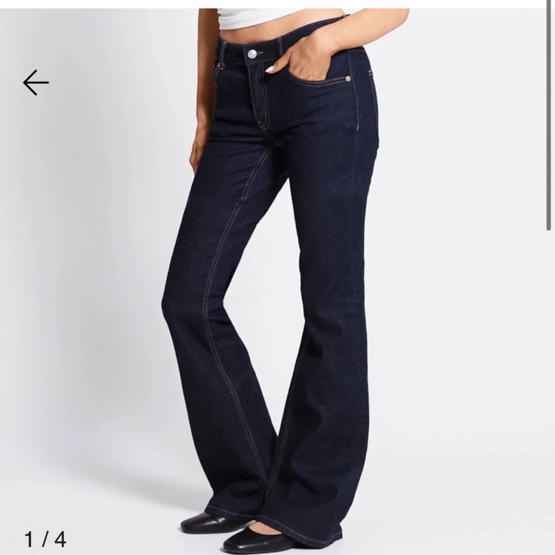 Mörkblå bootcut jeans low waist - 1