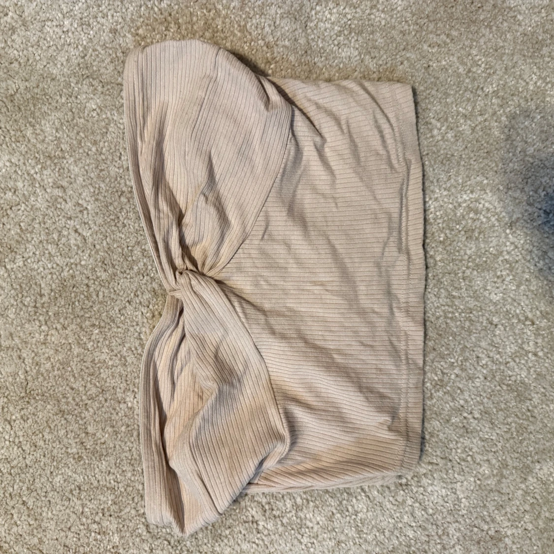 Beige ribbad bandeau tubtopp
