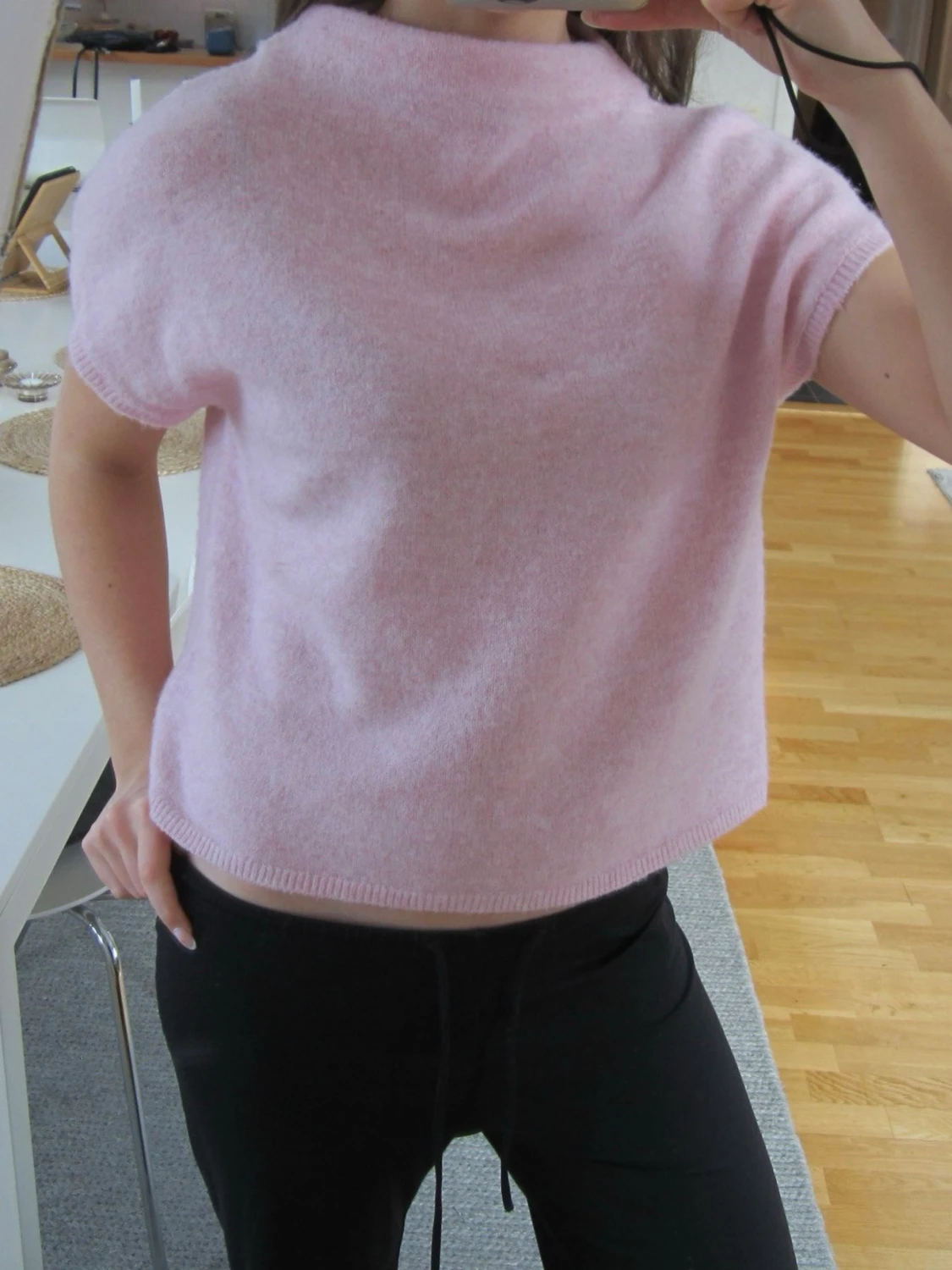 Ljusrosa stickad topp - 1