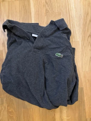  långärmad pike från lacoste - säljer en härlig långärmad pike från lacoste i färgen mörkgrå. inga skador förrutom att den har ett pyttelitet hål vid armbågen som knappt syns och kan lätt fixas. storlek är egentligen xs men sitter mer som S. hör av er vid funderingar!