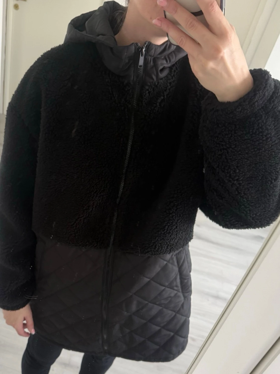 Svart teddyjacka med huva från Noisy May - 1