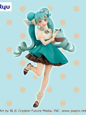 Hatsune Miku - Chocolate Mint (Pearl) (ÄKTA) - Hatsune Miku ur SweetSweets kollektionen som choklad mint yummmyyy.. äkta figurine med låda! Nyskick utan defekter. Har endast stått på en hylla som prydnad. Detta är ”pearl” versionen så den är lackad med glitter! Figurinen kommer ifrån FuRyu.