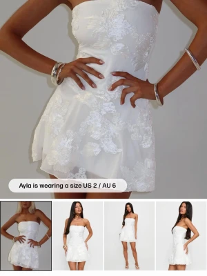 Studentklänning - En superfin vit klänning från Princess Polly som passar perfekt till studenten. Den är helt ny med alla lappar på och endast testad en gång. I storlek US 6 vilket motsvarar 38 och den passade precis som den skulle enligt mig. Eftersom jag beställde två klänningar hoppas jag att någon kan få användning av denna! Nypriset ligger på ungefär 800kr, priset kan ev diskuteras vid snabb affär. 🌸💕 