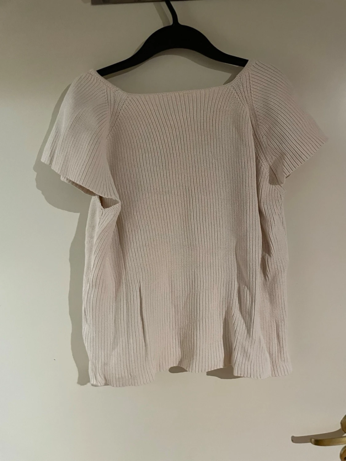 Ljusbeige ribbad topp från Object - 1