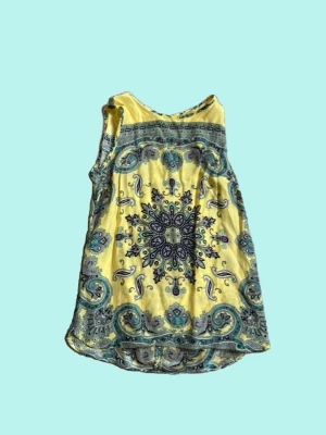 Gul mönstrad ärmlös linnetopp - Populär & unik, perfekt till våren💛