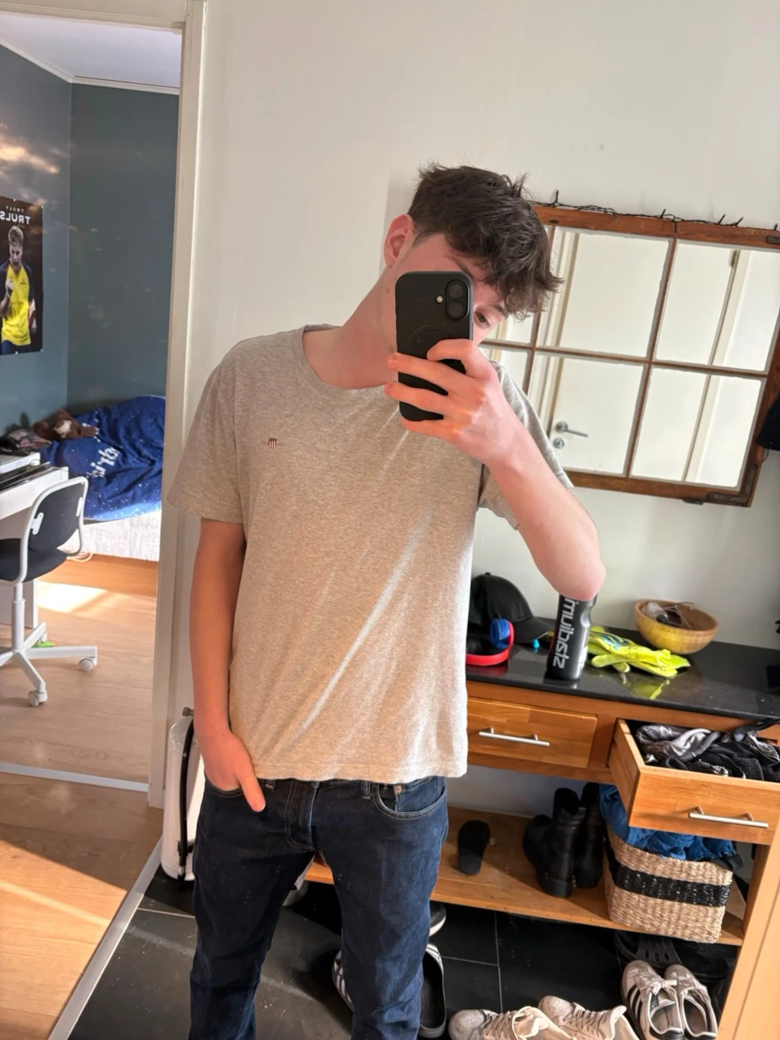 Mörkblå raka jeans - 1