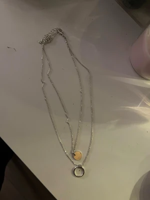 Dubbelhalsband i silverfärg - Säljer ett stilrent dubbelhalsband i silverfärg med två tunna kedjor. Perfekt för dig som gillar minimalistiska smycken och vill ha något enkelt men snyggt till din outfit.