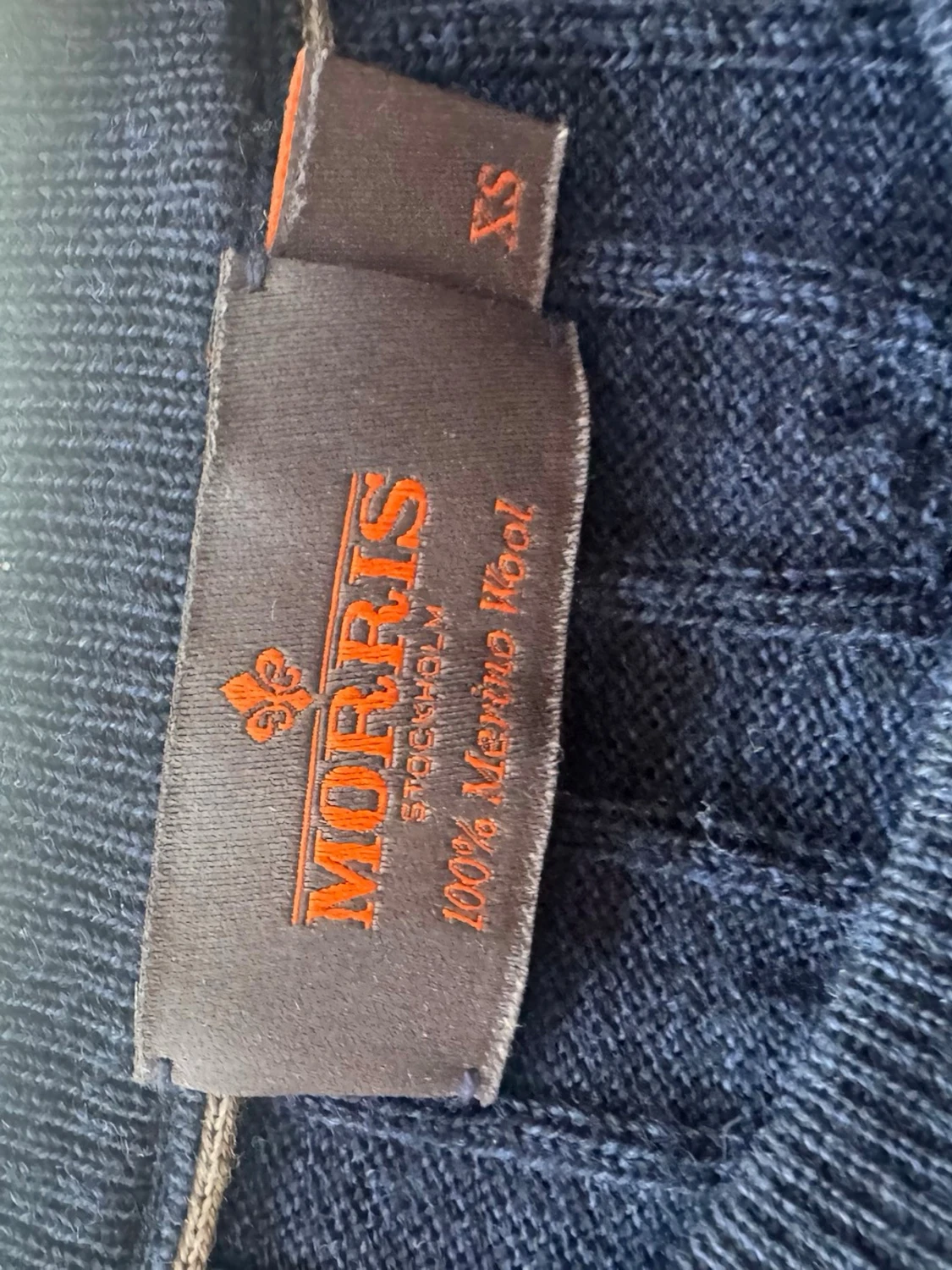 Morris merinoull kabelstickad tröja - Marinblå - 3