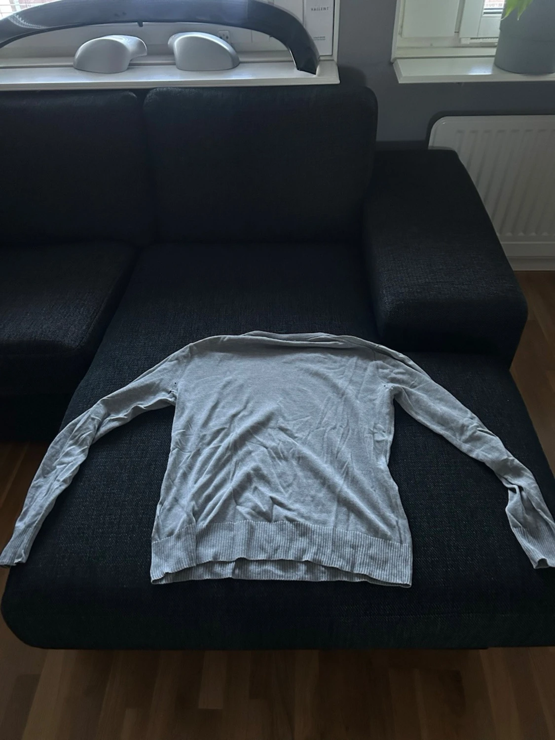 Ljusgrå  polo  ralf tröja med rund hals - 1