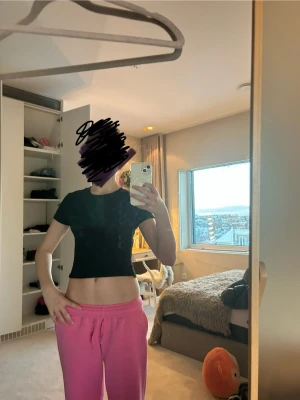 Svart croppad t-shirt - En vanlig svart tröja som sitter tajt.