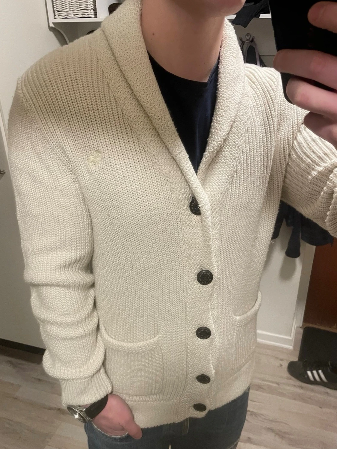 Vit stickad cardigan - 2