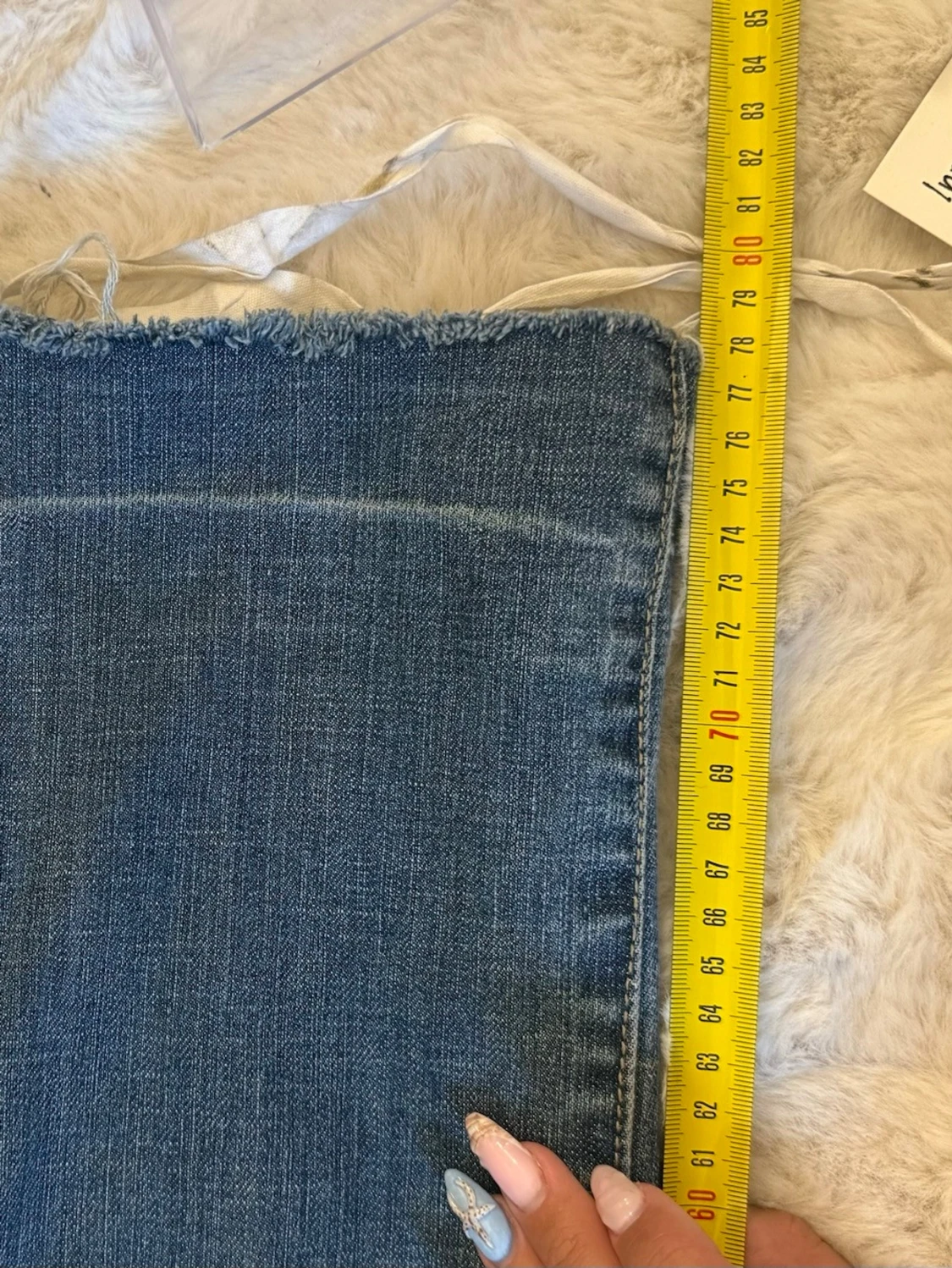 Blå jeans med snörning i sidan - 6