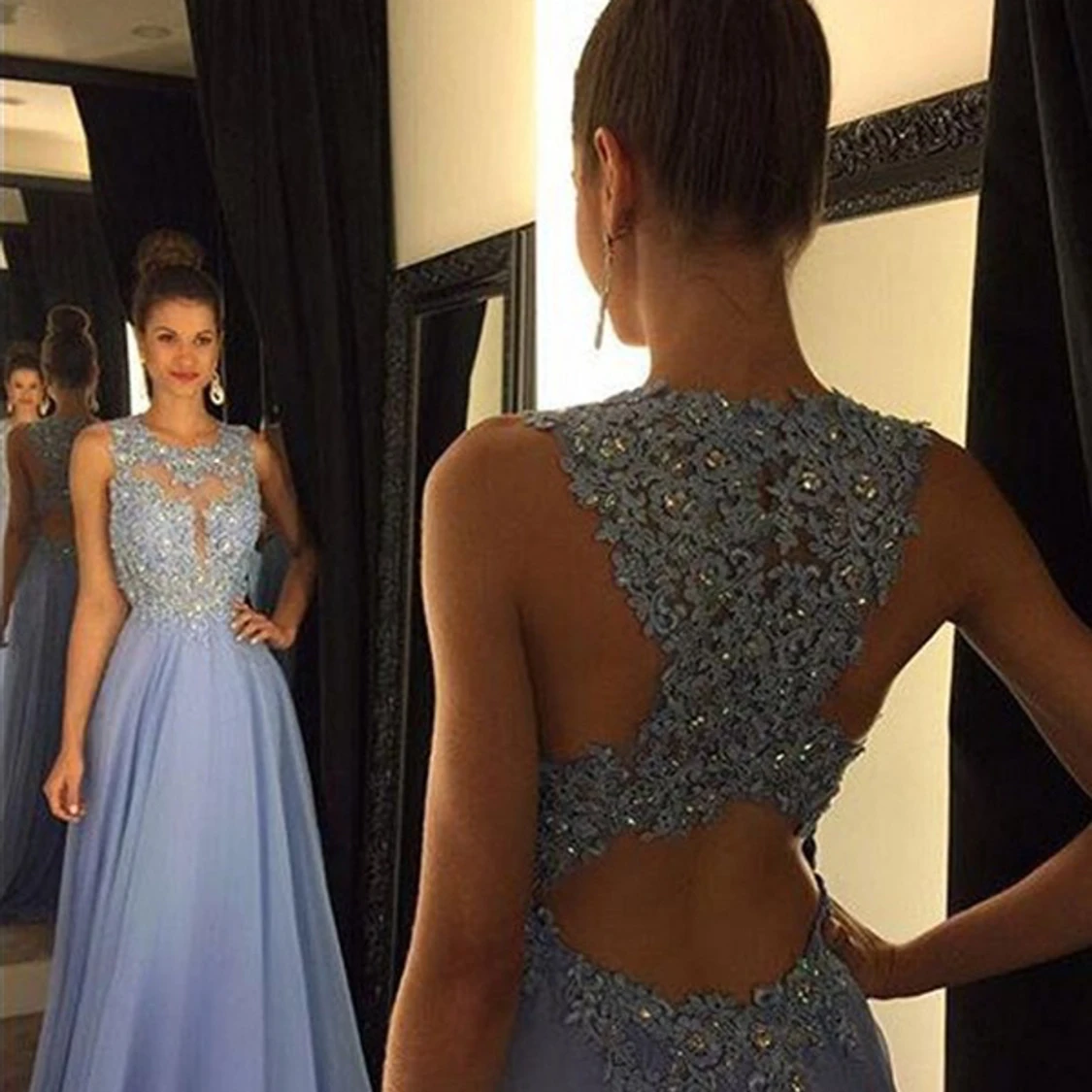 Superfin ljusblå balklänning strl 36/S - 91