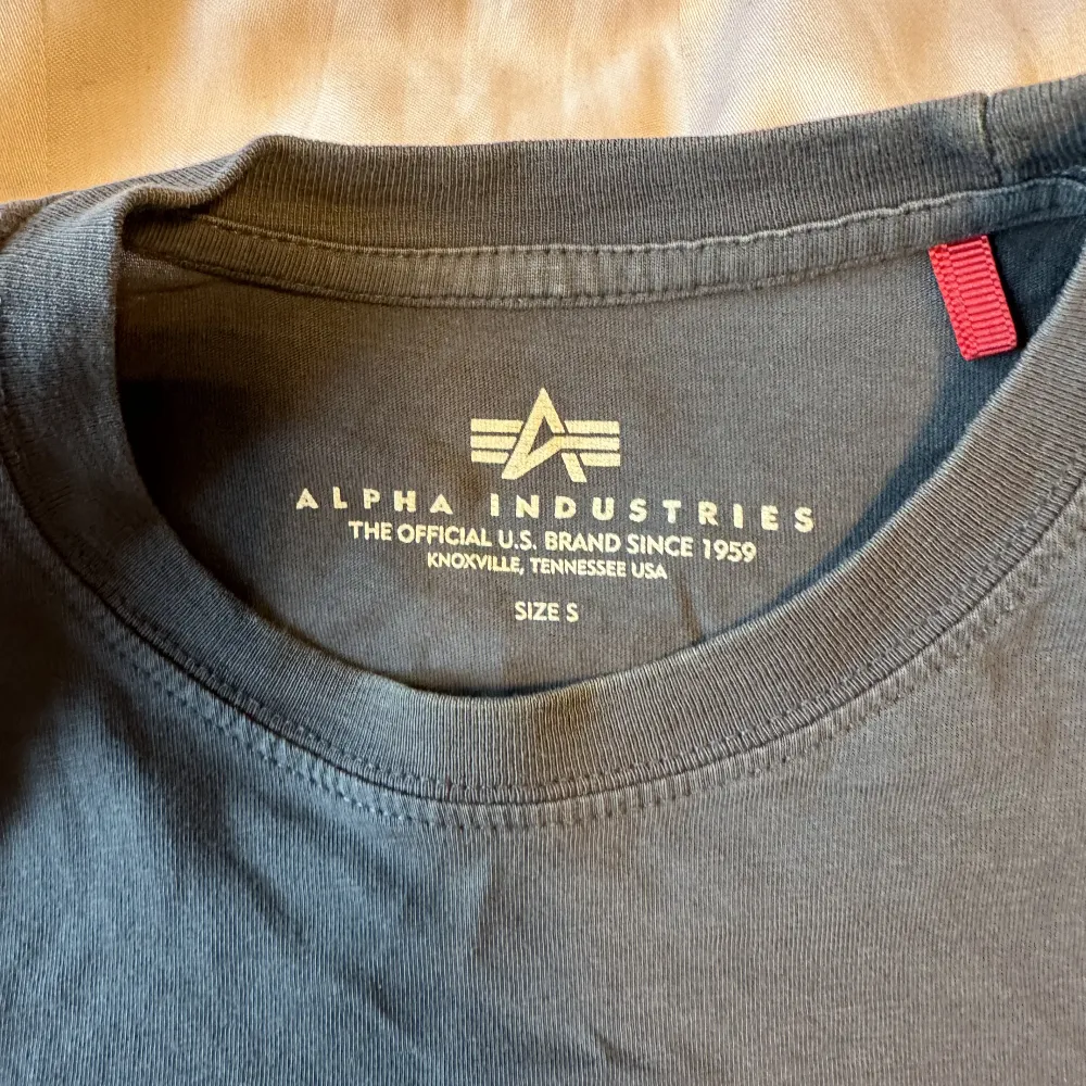 Säljer en grå T-shirt från Alpha Industries i användt skick.  Köpare står för frakt 📦. T-shirts.