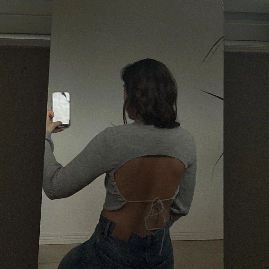 Grå långärmad  - 90