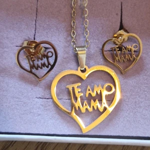 Set rostfrittstål örhängen och halsband  - Jätte fint nytt set i rostfrittstål med örhängen och halsband med hänge.  Förlorar inte färg, nickelfria  Kan bada/duscha med.   Kedjan är 45 cm   Perfekt julklapp.  Obs ask ingår ej.