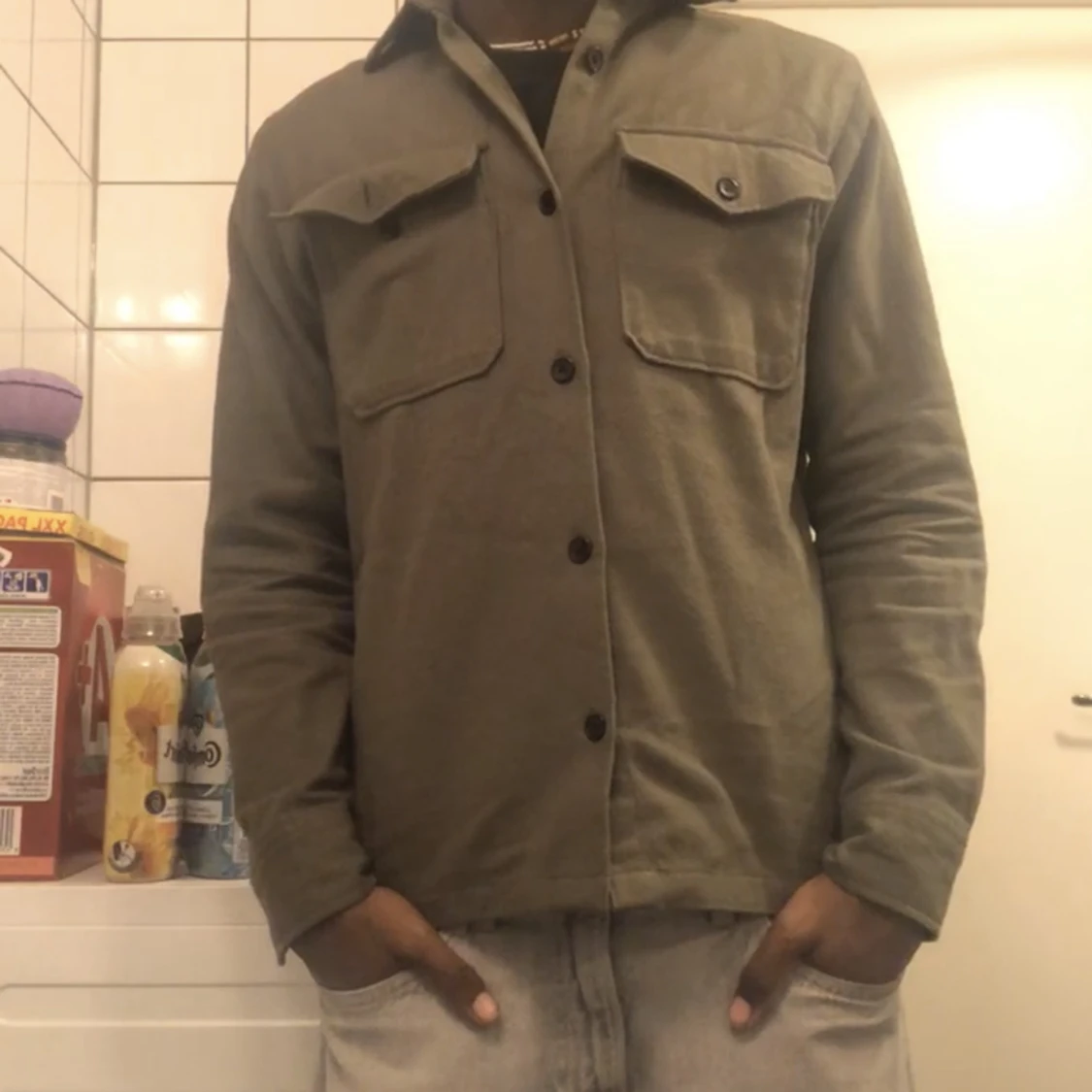 GRÖN OVERSHIRT  - 90